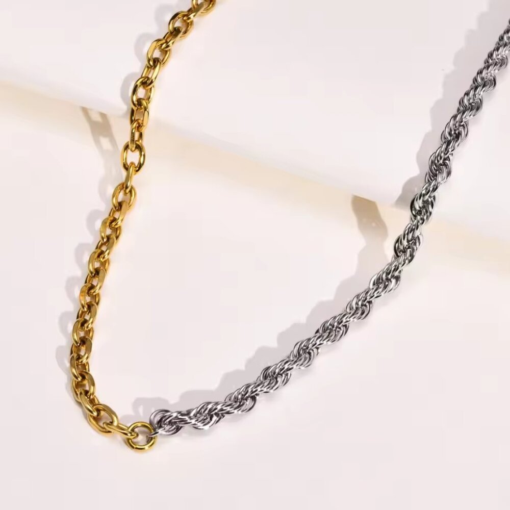 Two tone stainless steel necklace